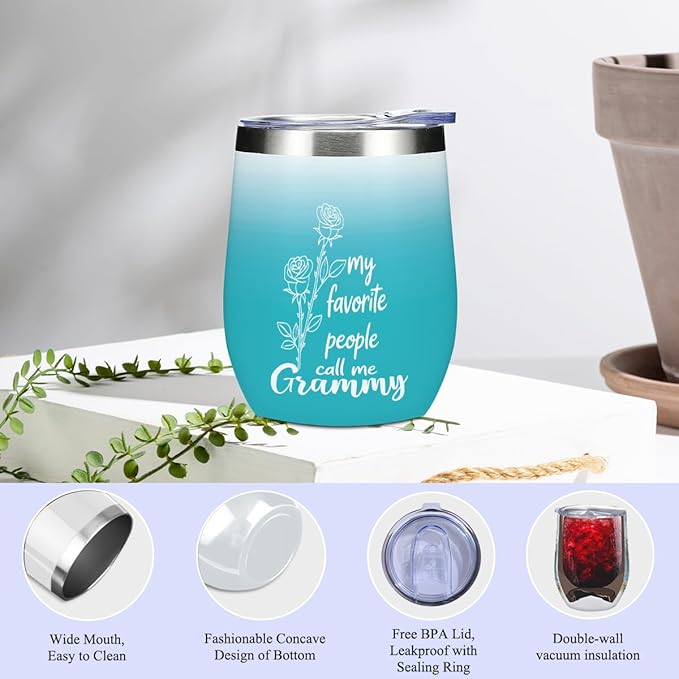 Grammy Grandma Gifts,Grandma Birthday Gifts, Funny Anniversary Retirement Gift for Women Grandmother New Granny Christmas Mothers Day Wine Tumbler Makeup Bag Bracelet Scented Candle Set with Gift Box