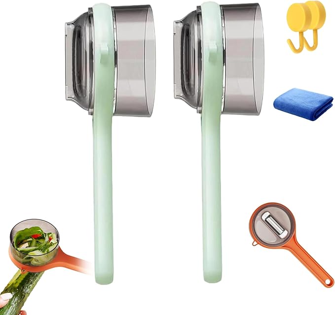 Peeling Knife with Storage Box, 2026 New with Box Storage Kitchen Special Fruitpeeler, Fruit and Vegetable Peeler with Container, Double-Sided Stainless Steel Peeler Gadgets | Easy to Use (Green*2)