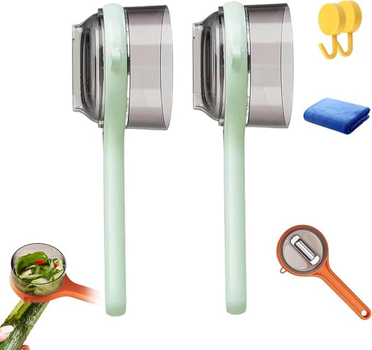Peeling Knife with Storage Box, 2026 New with Box Storage Kitchen Special Fruitpeeler, Fruit and Vegetable Peeler with Container, Double-Sided Stainless Steel Peeler Gadgets | Easy to Use (Green*2)