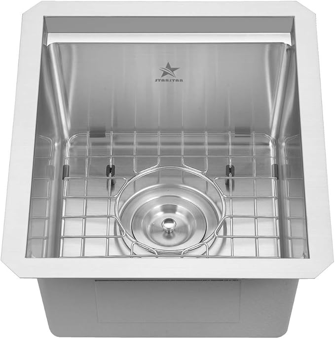 STARSTAR Workstation Ledge Undermount Single Bowl 304 Stainless Steel Kitchen Sink, With Grid, Cutting Board, Strainer with Basket (13 x 15)