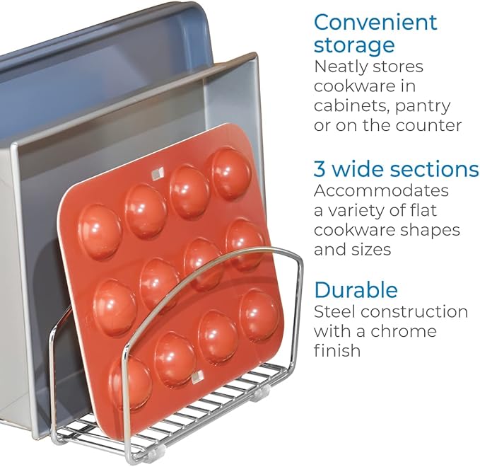 iDesign Classico Kitchen Cookware Organizer for Cutting Boards and Cookie/Baking Sheets - Chrome 8.5" x 10" x 5.75"