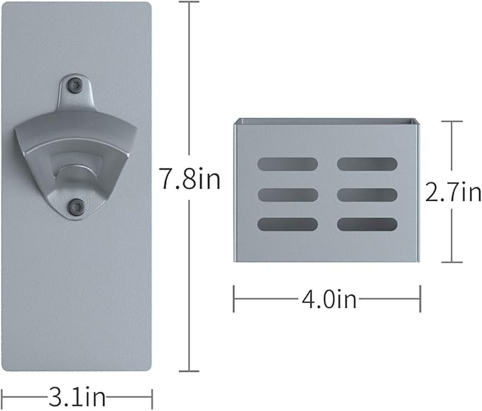 Magnetic Bottle Opener with Cap Catcher, Removable Wall Mounted Beer Bottle Opener for Kitchen Fridge, Beer Gifts for Men (silver)