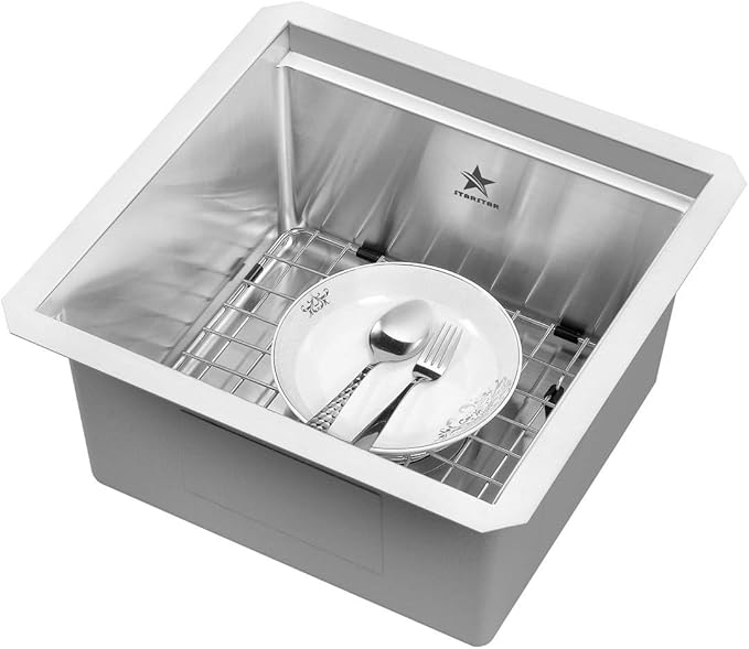 STARSTAR Workstation Ledge Undermount Single Bowl 304 Stainless Steel Kitchen Sink, With Grid, Cutting Board (15 x 15)