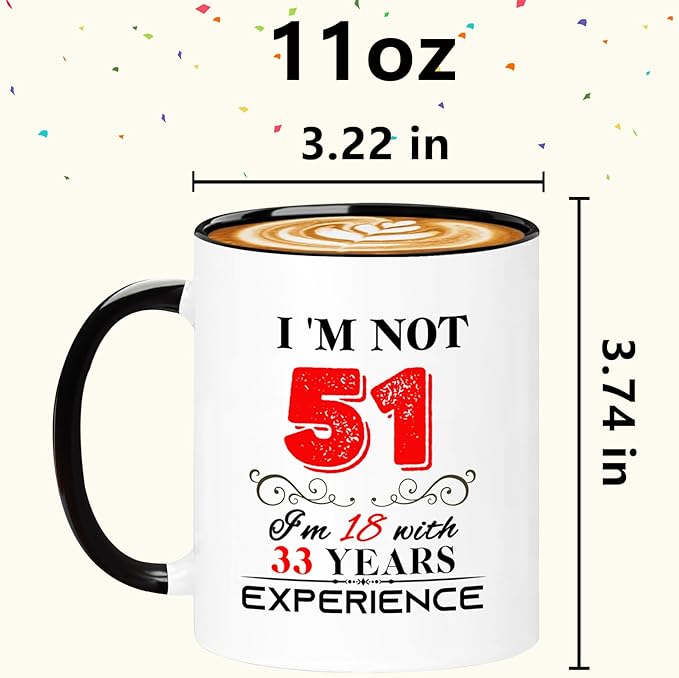 1974 51th Birthday Mug for Women Men, Turning 51 Year Old Birthday Gifts for Mom, Dad, Grandma, Grandpa, Wife, Husband, Daughter, Sister, Best Friends, Coworkers, Her, Him, 11oz Coffee Cup