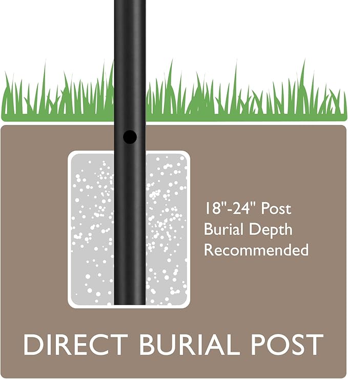 Design House Outdoor Lamp Post, Plastic Cross Arm, Built-in-Outlet, Dusk-to-Dawn Photo Eye Sensor, Easy Installation, Black, 3 in Diameter x 80 in H, 589812