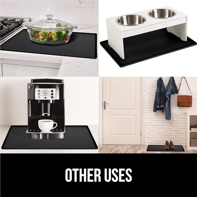 GORILLA GRIP Waterproof Silicone Under Sink Mat with Raised Lip for Kitchen and Bathroom, 28 x 22 in, Cabinet Shelf Liner Stay in Place Mats Dishwasher Safe Drawer Liner, Organizer Tray, Black