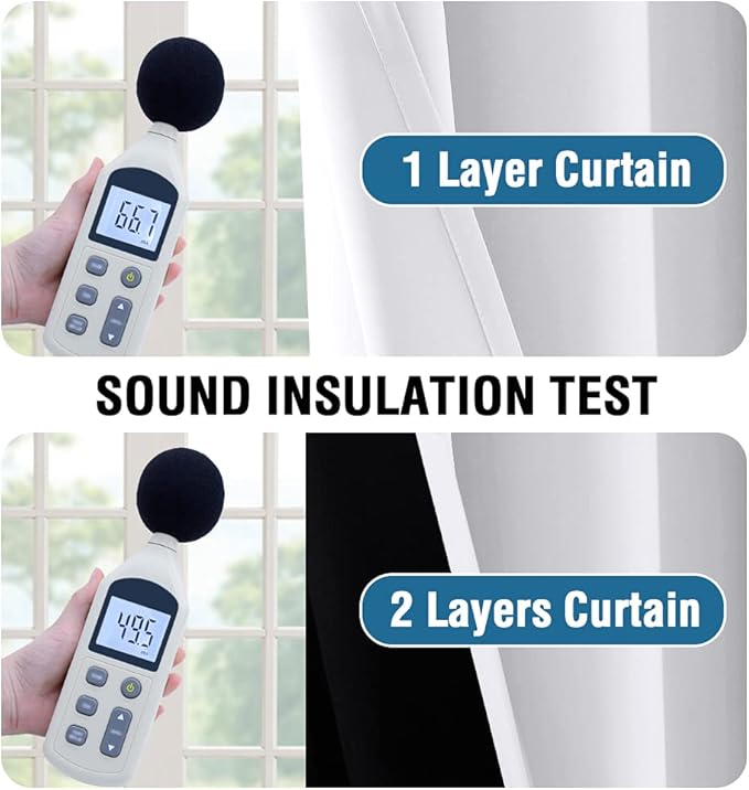 H.VERSAILTEX 100% Blackout Curtains 96 inches Long Thermal Insulated Curtains for Living Room Noise Reducing Drapes for Bedroom, 2 Panels, 52 x 96 inch, White Front with Black Liner