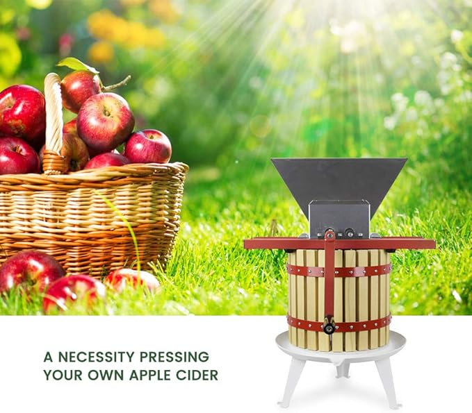 EJWOX Fruit and Apple Crusher - 7L Manual Juicer Grinder, Portable Fruit Scratter Pulper for Wine and Cider Pressing (Stainless Steel, 1.8 Gallon, Red)