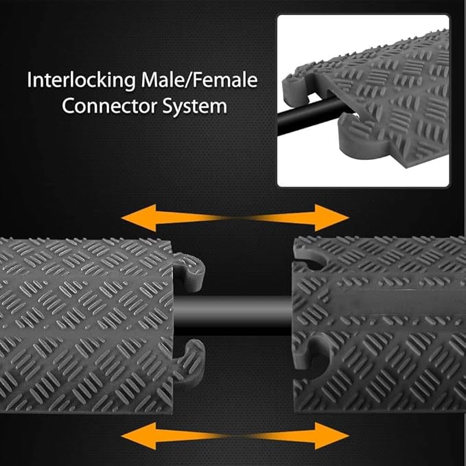 Pyle 80-Inch Rubber Cable Protector Ramp - Channel Heavy Floor Cord Concealer for Extension Cords & Hoses, Driveway Protective Covering Armor, 11,000 lbs Load Capacity, Indoor/Outdoor Use (Pack of 2)
