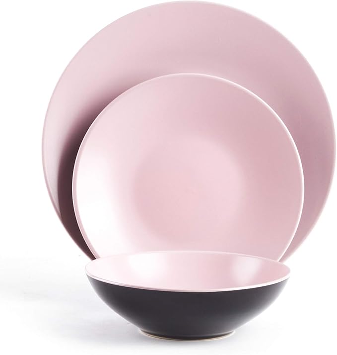 Colors Life Dinner 18pc Set, Very Berry - 6 Assorted Colors Berry, Beige, Curry, Olive, Plum and Pink