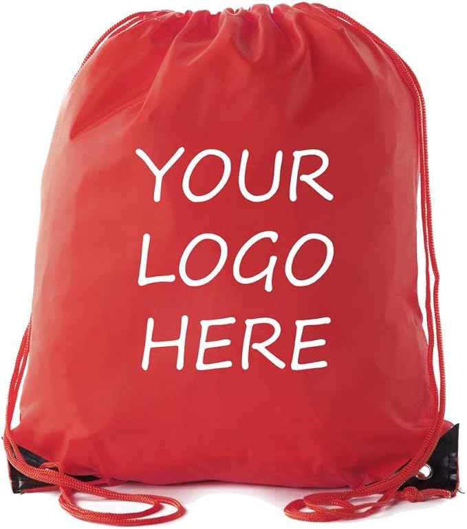 Mato & Hash Custom Bags With Your Logo | 20PK Promotional Drawstring Backpack - 20PK Red CE2500