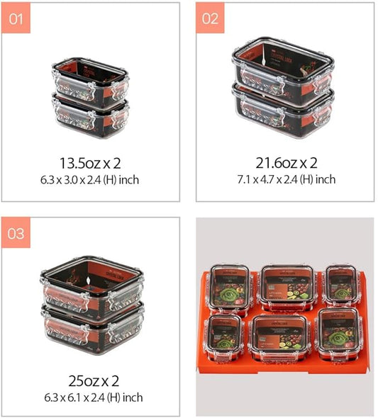 Airtight Food Storage Containers with Lids Gift Set (6pack) BPA-Free | Clear | Microwave, Freezer and Dishwasher Safe | Leak-Proof | Kitchen Fridge Organizer Fruit Boxes | Fresher Food