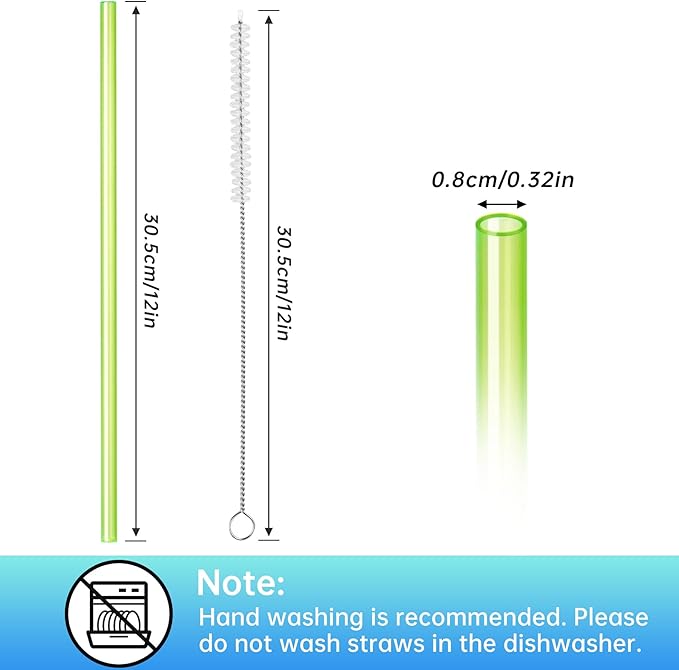 NiHome 12-Pack Plastic Reusable Drinking Straws for Stanley 40 oz 30oz 64 oz Tumbler, 6 Color 12 In Reusable Straws Fit for Stanley Cups w/ 2 Brushes, BPA-Free for Cold & Hot Beverages (Gradient Blue)
