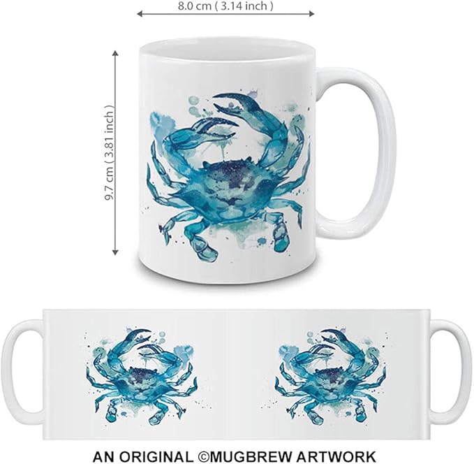 MUGBREW Blue Crab Ceramic Coffee Mug Tea Cup, 11 OZ
