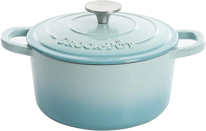 Crock-Pot Artisan Round Enameled Cast Iron Dutch Oven, 5-Quart, Aqua
