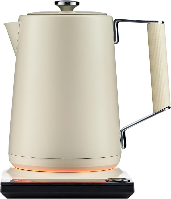 SAKI Luna Electric Kettle Temperature Control with 7 Presets, 60min Temperature Hold 1.75L Electric Tea Kettle, 304 Stainless Steel Kettle, Auto-Off & Boil-Dry Protection, BPA Free (Pearl White)