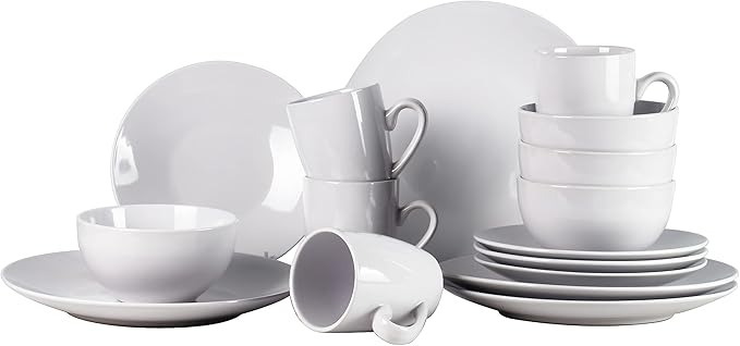 Color Wave Stoneware 16pc Dinnerware Set, White