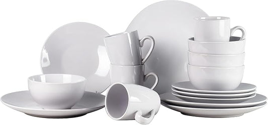 Color Wave Stoneware 16pc Dinnerware Set, White
