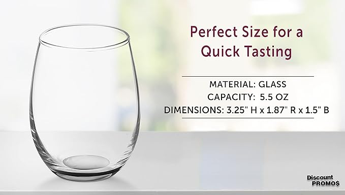 DISCOUNT PROMOS Stemless Wine Glasses by ARC 5.5 oz. Set of 12, Bulk Pack - Perfect for Hotel, Bar, Restaurant or Lounge - Black
