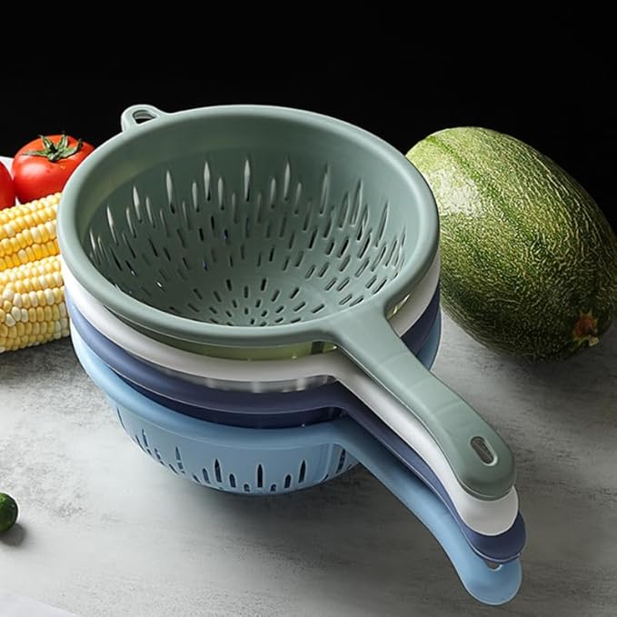Handheld Drain Sieve 4-Pack Plastic Colanders with Handles for Efficient Fruit and Vegetable Washing Kitchen Strainers