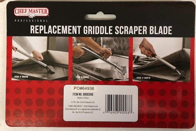 Chef Master Griddle Scraper Replacement Blade - 5 1/2" Wide x 1.2mm Thick - Stainless Steel Reversible Blade - Fits Most Scrapers - Double Beveled Edge for Chrome Griddle