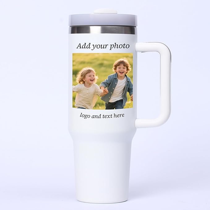Personalized Tumbler with Handle, 20oz Insulated Coffee Tumbler with Lid and Straw, Custom Stainless Steel Travel Cup for Women Men (Children)
