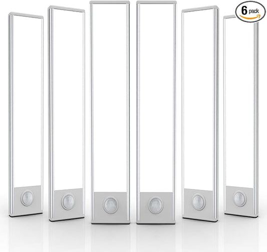 6 Pack Under Cabinet Lights Wireless, 40 LED Motion Sensor Light Indoor Rechargeable Magnetic Closet Lights Battery Operated, Under Counter Lights for Kitchen, Wardrobe, Hallway, Stairs