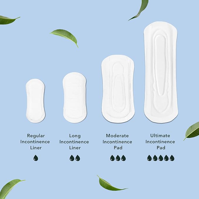 Rael Incontinence Liners for Women, Organic Cotton Cover, Postpartum Essential, Moderate Absorbency, Bladder Control, 4-Layer Core with Leak Guard Technology (Long, 36 Count)
