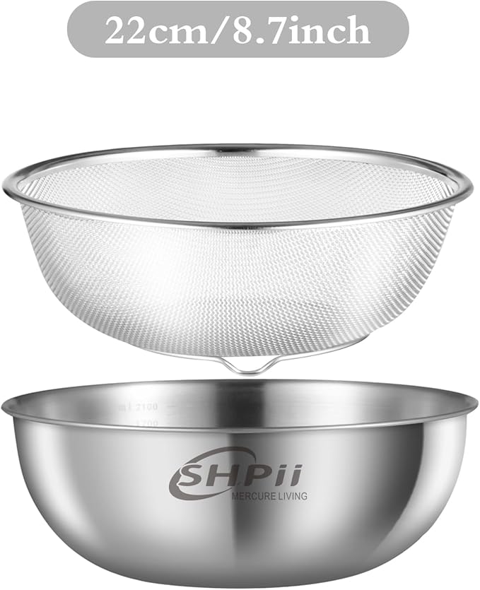 Thickened Stainless Steel Drainage Basket Set Kitchen Multifunction Drainage With Three Legs Stand(8.7 inch)