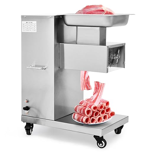 Commercial Meat Cutting Machine, 1100 LBS/H 750W, 3 mm Blade, Stainless Steel Restaurant Food Cutter, for Kitchen Supermarket Lamb Beef Chicken