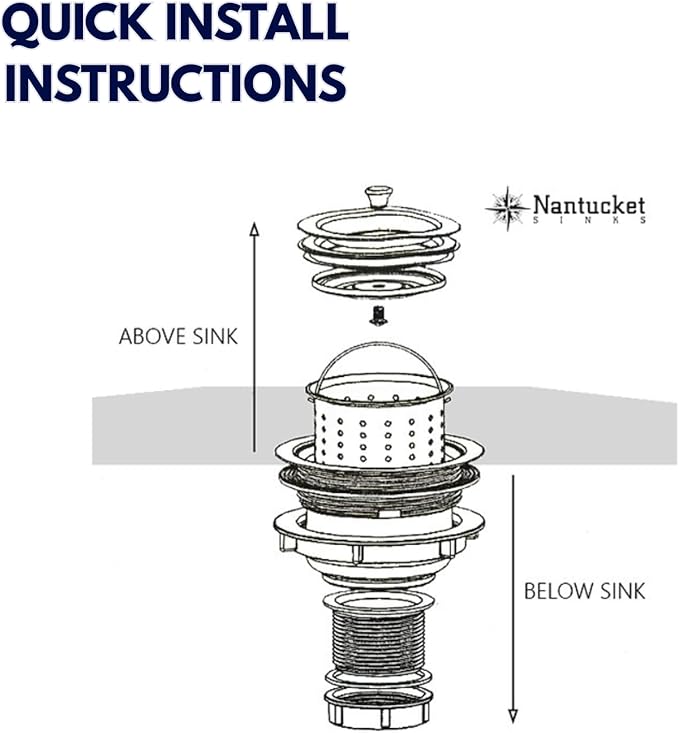 Nantucket Sinks NS35CD 3.5-Inch Deluxe Colander Drain, Stainless Steel