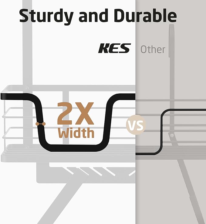 KES Over The Door Ironing Board Holder, Ironing Board Hanger Door Mount with Storage Shelf Y and T Shaped Fits for 1 3/8 Doors Matte Black, HIR501A-BK