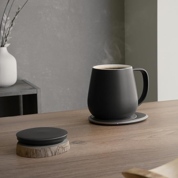 Ui+ Self-Heating Mug Set – Inkstone Black | 18 fl oz / 532 mL Ceramic Coffee & Tea Mug Set