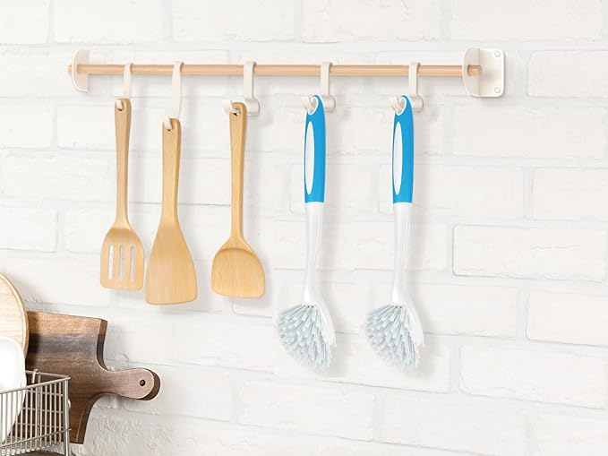 Dish Brush, Dish Scrubber & Kitchen Scrub Brush for Dishes, Pots, Pans, Sink, Cast Iron, Blue 4 Pack