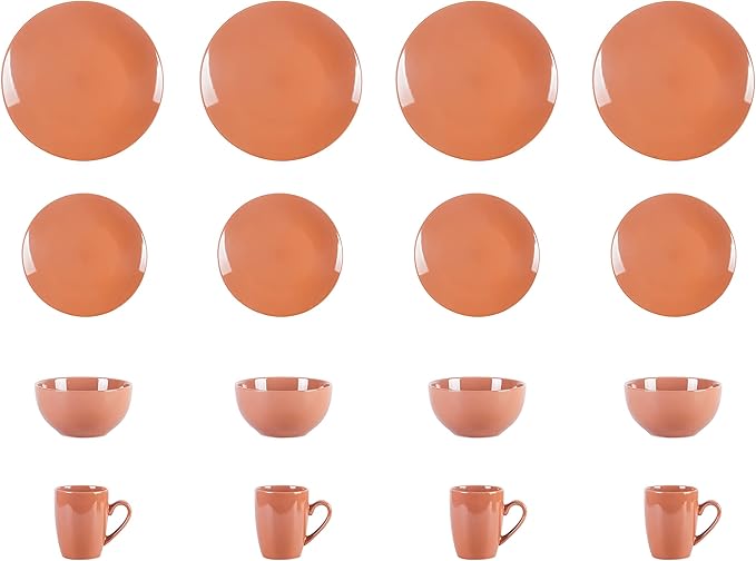 Color Wave Stoneware 16pc Dinnerware Set, Honey Milk