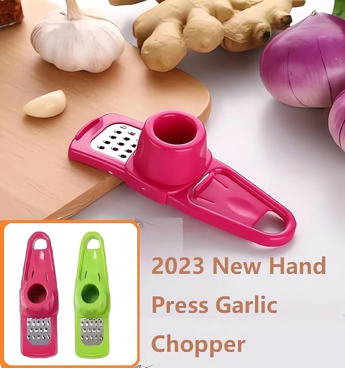Garlic Grinder - Hand Grinder for Garlic, 2024 New Hand Press Garlic Chopper, Hand Pepper Grinder, Easy and Fast Stainless Steel Garlic Press for Home Daily Use (Red)