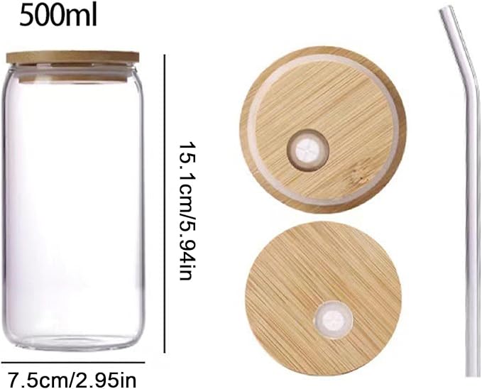 Glass Tumbler with Straw and Lid - 500ml Bow Glassware, Aesthetic, Water Mug | Cute Drinking Cup for Iced Coffee, Tea Cocktails, Tumbler, Teen Girls, Home & Bar Use