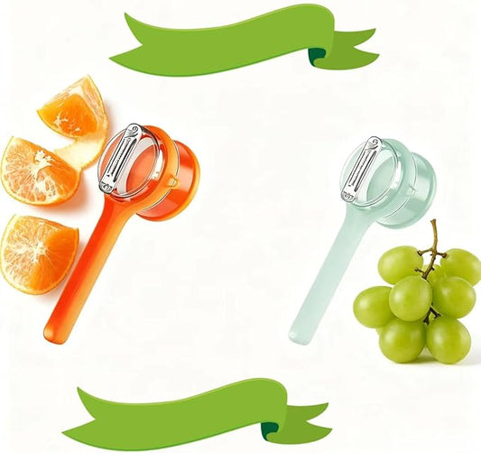Fruit and Vegetable Peeler with Storage Box，Features a built-in catcher container and double-sided stainless steel blades，Easy to clean and store, peeler with container (Orange + Green-2pack)