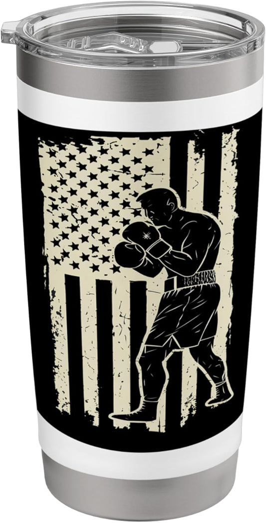 American Flag Boxing Patriotic Boxer Stainless Steel Insulated Tumbler