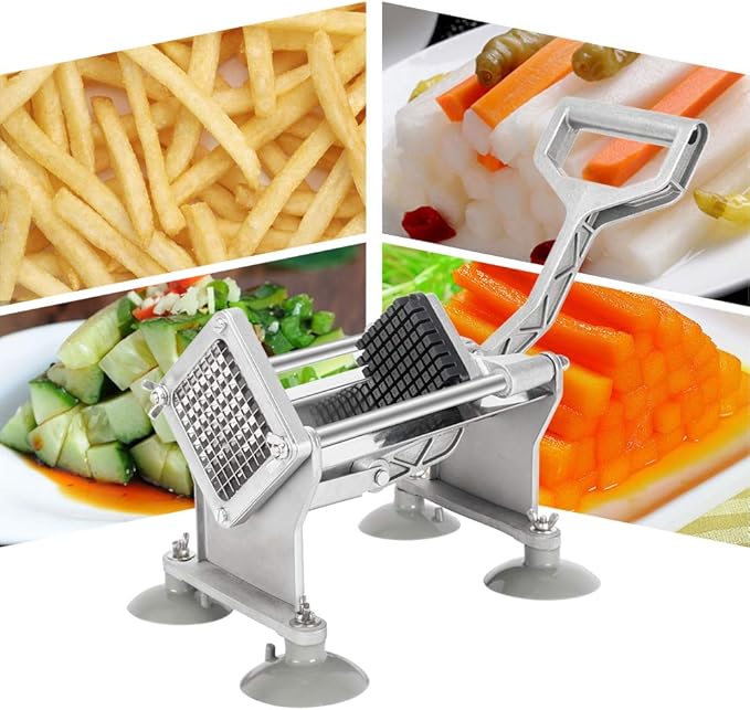 ROVSUN Commercial Vegetable Chopper French Fry Cutter Potato Slicer Fruit Chopper, Super Value Set of Suction Feet, 1/2'', 3/8'', 1/4'', 8-Wedge Blades and Pusher Blocks for Restaurant, Home & Kitchen