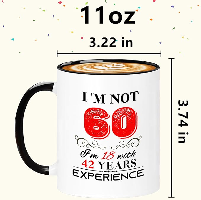60th Birthday Gifts For Women Men, 60 Year Old Birthday Gifts for Women Men, 1965 Birthday Gifts for Women Men, 60th Birthday Decorations for Women Men, 60th Birthday Mug Cups, 11oz