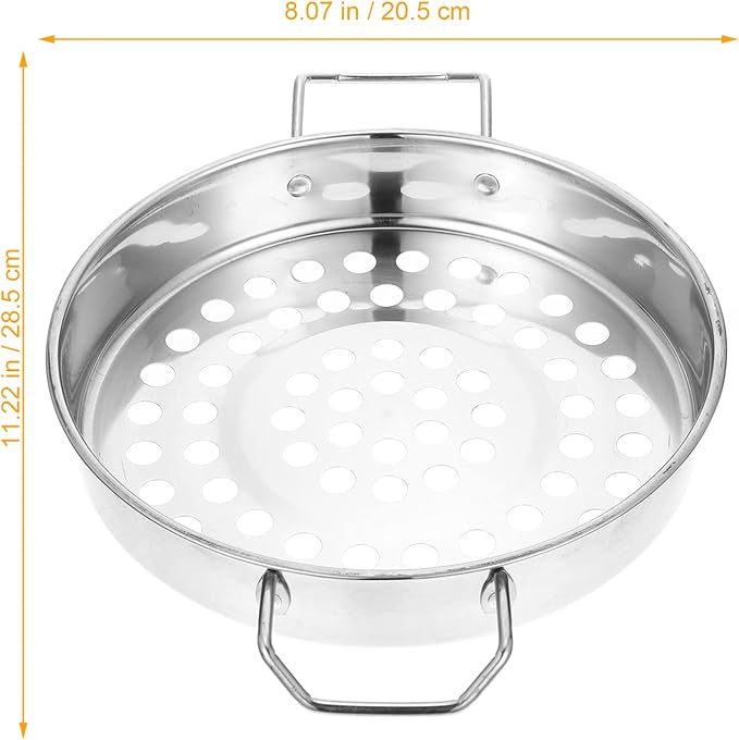 Hemoton Stainless Steel Colander With Double Handle Large Hole Cooking Strainer Mesh Steaming Basket for Draining Food Pastas Washing Fruits Vegetables Salads Silver