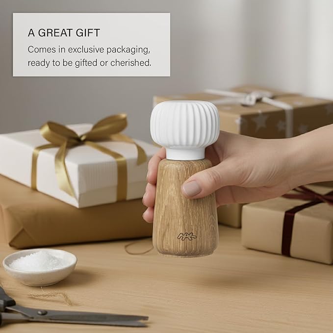 Kahler Hammershoi Salt and Pepper Grinder, White, 5.7"H x 2.6"D, Designed by Hans-Christian Bauer, Gift Box Included