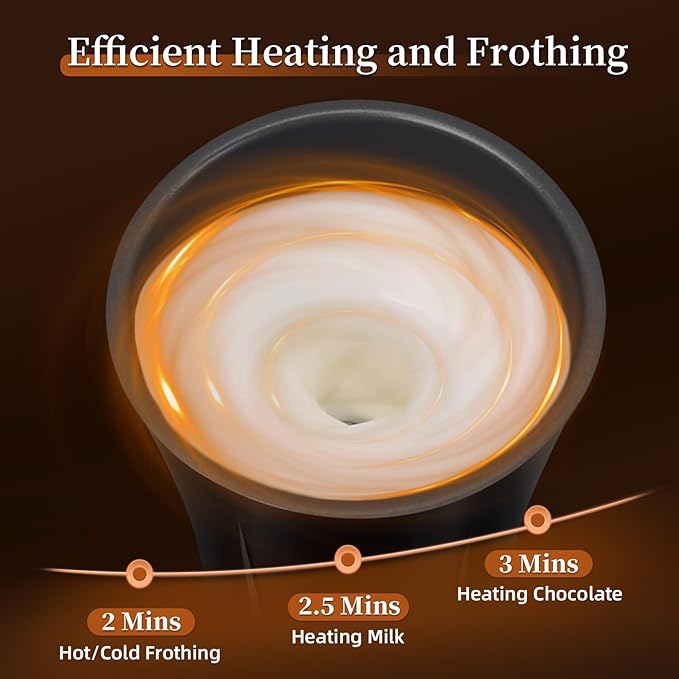 Milk Frother and Steamer, 4-in-1 Electric Frother Machine for Coffee with Hot & Cold Foam, Auto Shut-Off, Quiet Design for Latte, Cappuccino, Macchiato(black)