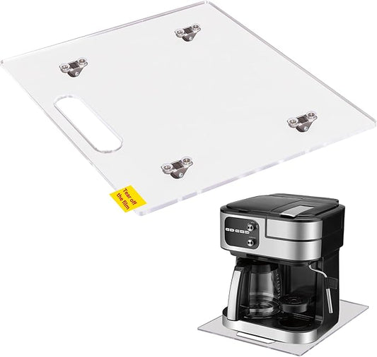 Appliance Sliders for Kitchen Appliances, Sliding Tray for Coffee Maker, Coffee Pot Slider Tray with Rubber Rolling Wheels for Heavy Kitchen Appliances like Blender (colorless, 13"D x 14"W)
