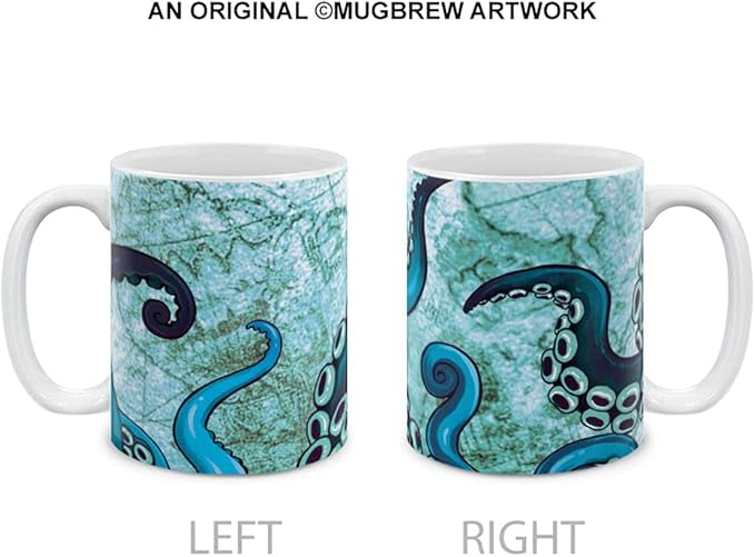 MUGBREW Octopus Tentacles World Map Ceramic Coffee Mug Tea Cup Fun Novelty, 11 OZ
