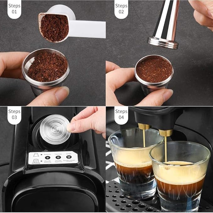 2 Pcs Reusable Stainless Steel Coffee Capsules Compatible with L'OR Barista LM8012 / 60, Refillable Coffee Pods Metal L'or Espresso Pods(Big & Small)