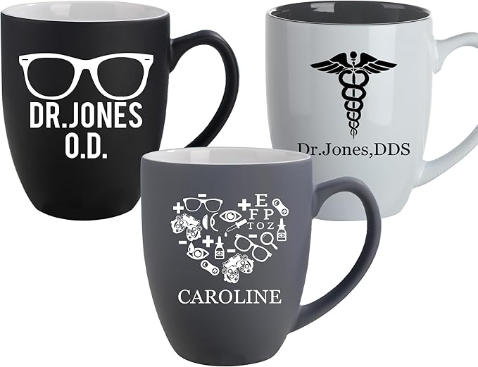 Custom Engraved Coffee Mug - Personalized Gifts for Eye Doctors, Graduation Gift for Dental Student, Birthday Appreciation Gift for Best Ophthalmologist (Mug, Eye Doctor)