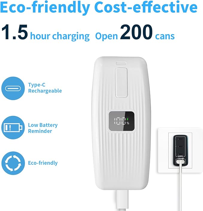 Electric Can Opener with LED Display, USB Rechargeable Electric Can Opener for Seniors & Arthritis, One-Touch Automatic Can Opener, Hands-Free, Smooth Edge, Compact, Cordless