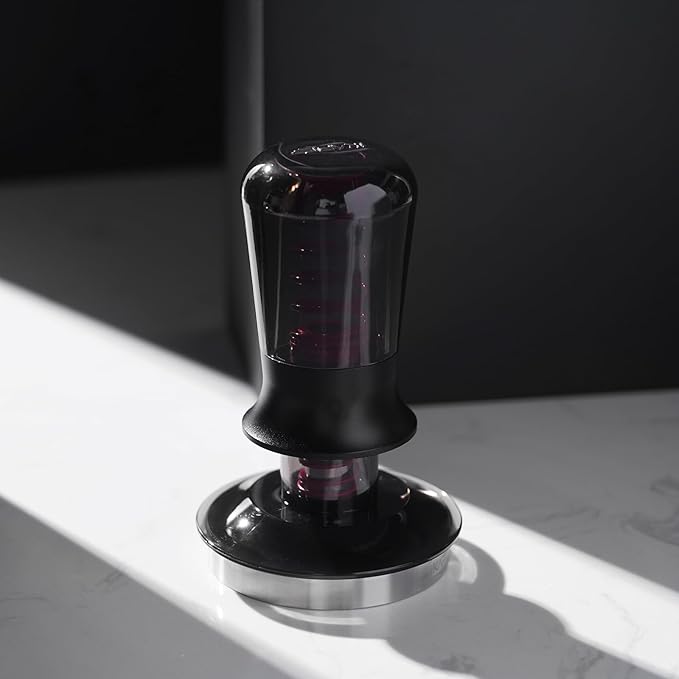 IKAPE 58.3MM Semi-Transparent Espresso Coffee Tamper, Premium Barista Coffee Tamper with Calibrated Spring Loaded, 100% Threaded Stainless Steel Base Tamper for Espresso Machine(New Upgrade)